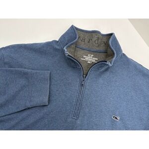 Vineyard Vines Performance Men's Blue 1/4 Zip Pullover Whale Sweater, 4XLT TALL